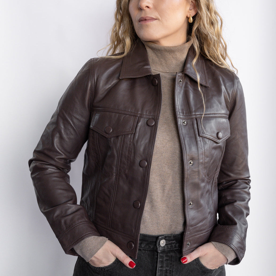 Chaqueta cuero Amelia Chocolate
