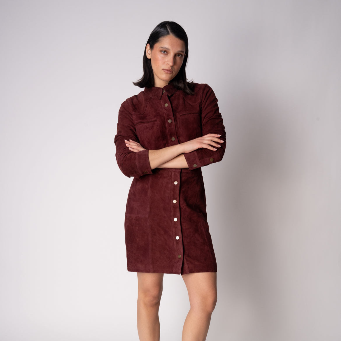 Camisa Gamuza ALICIA Burdeo