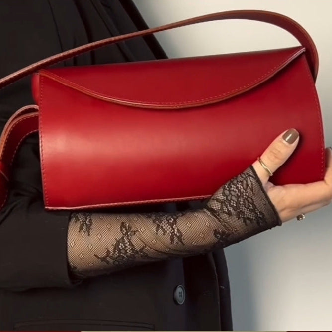 Cartera Cuero Hibisco Guinda