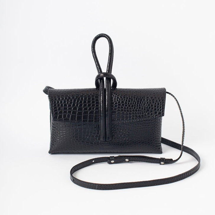 Cartera Azucena Negro Croc (PRE-ORDER)