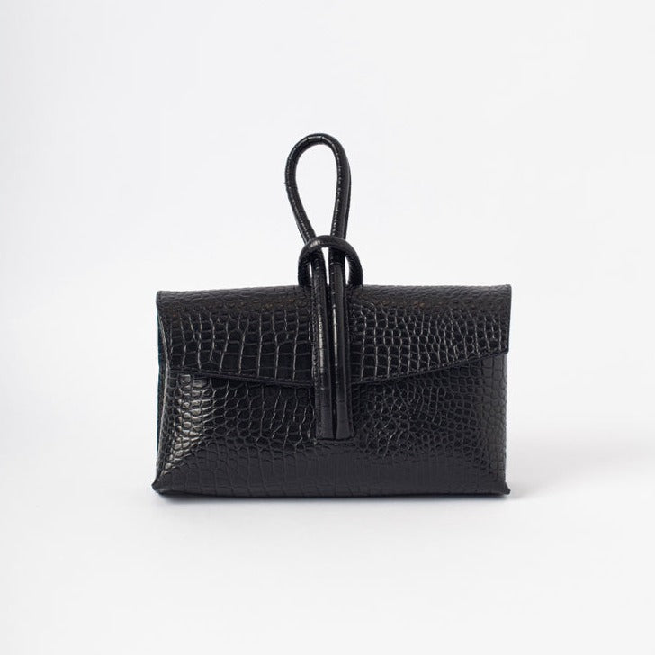 Cartera Azucena Negro Croc (PRE-ORDER)
