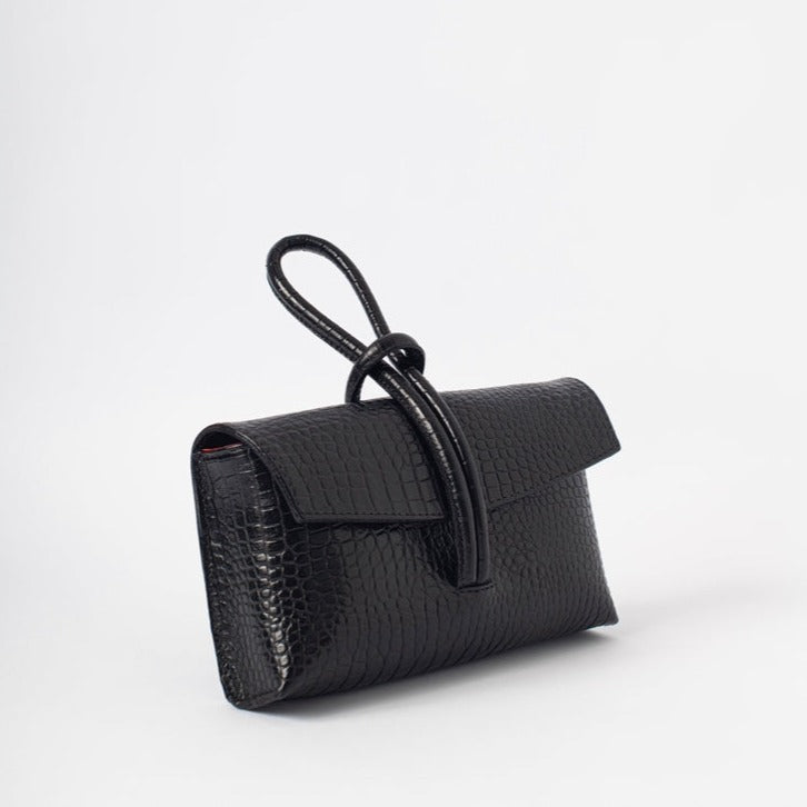 Cartera Azucena Negro Croc (PRE-ORDER)