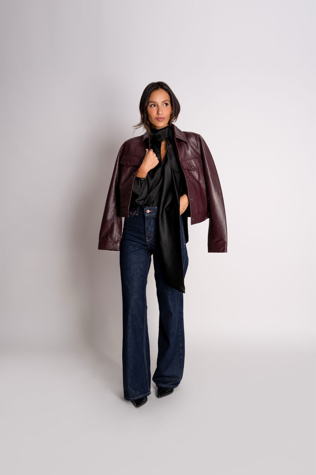 Chaqueta Cuero Amelia Vino