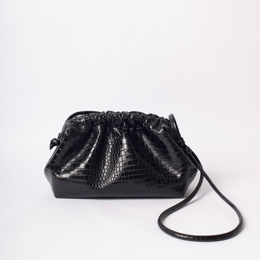 Cartera Gardenia Negra cuero croc