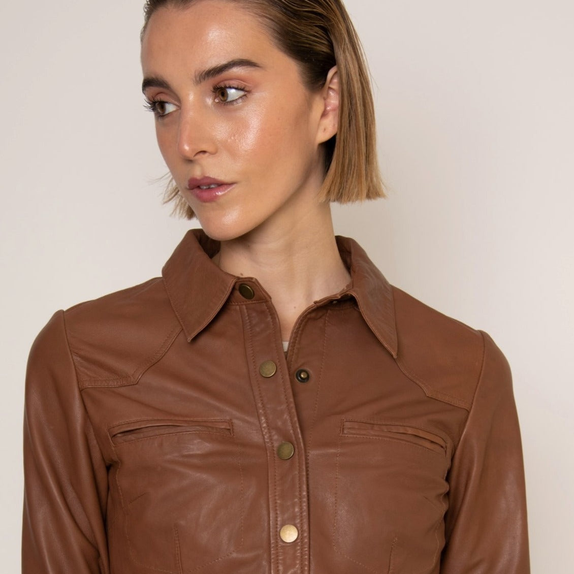 Camisa Cuero Camel