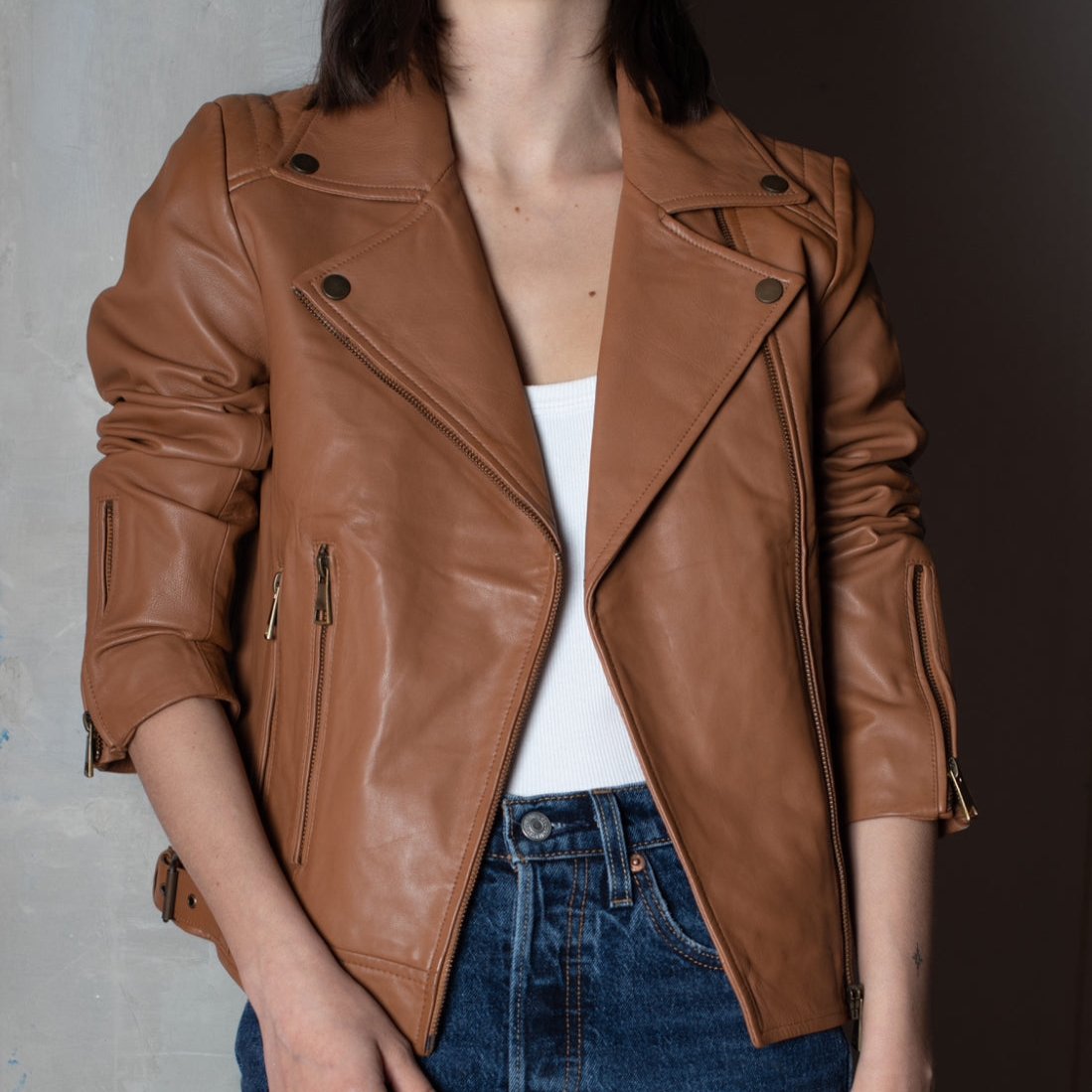 ÚLTIMA TALLA Chaqueta Biker Antonia Camel XS
