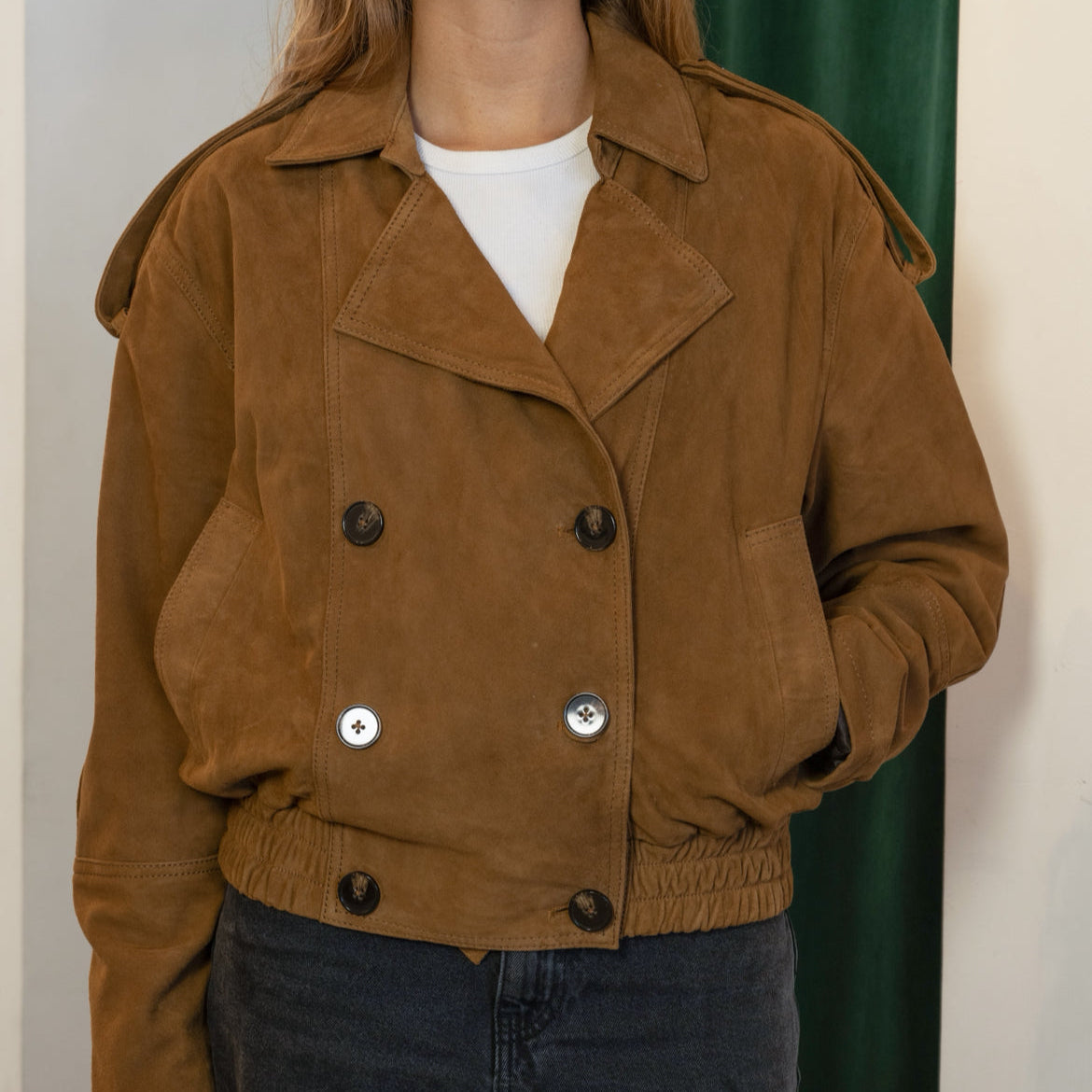 Chaqueta Bomber Anastasia Gamuza Camel