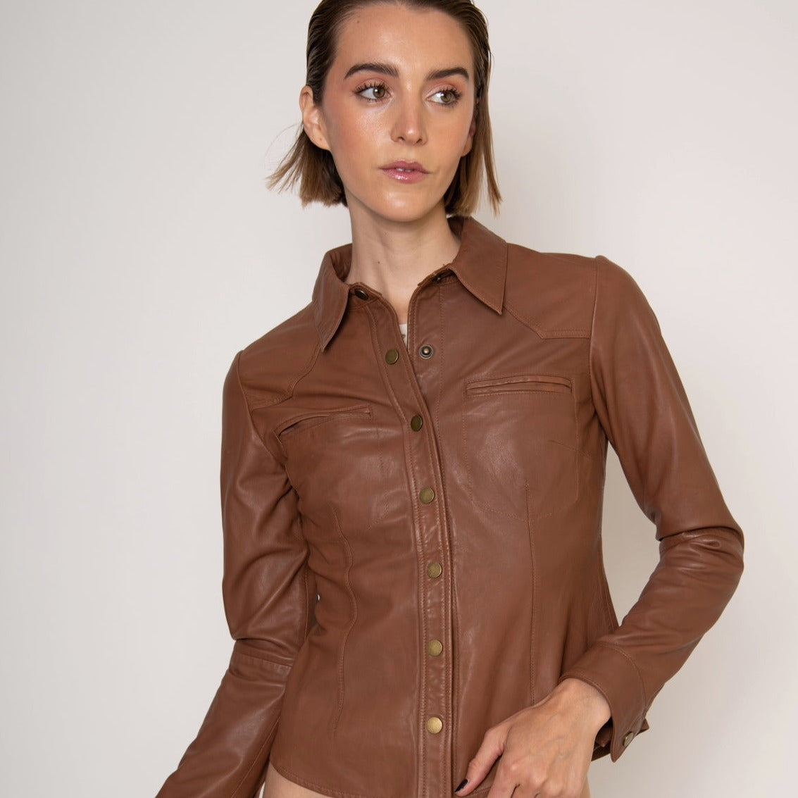 Camisa Cuero Camel