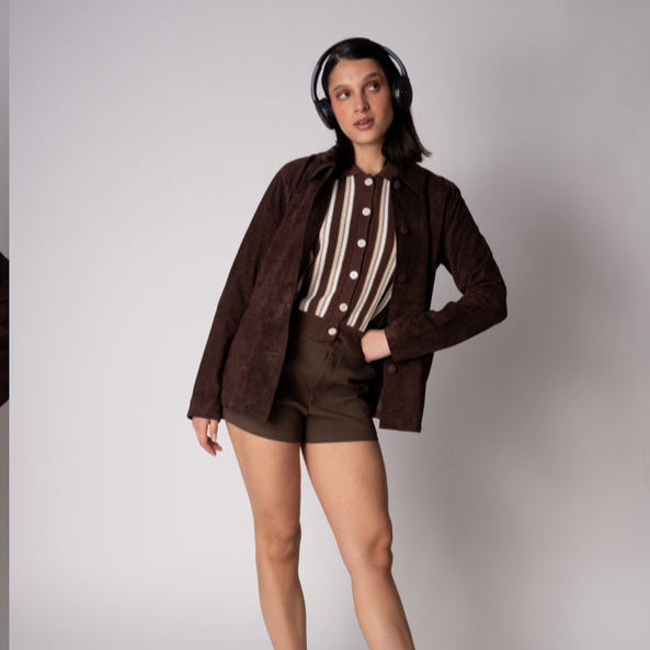 Chaqueta Gamuza ANISSA Chocolate