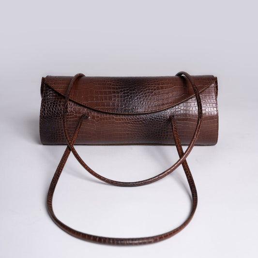 Cartera Orquidea Café Croc