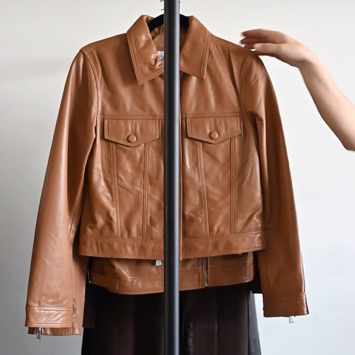 Chaqueta Cuero Amelia Camel