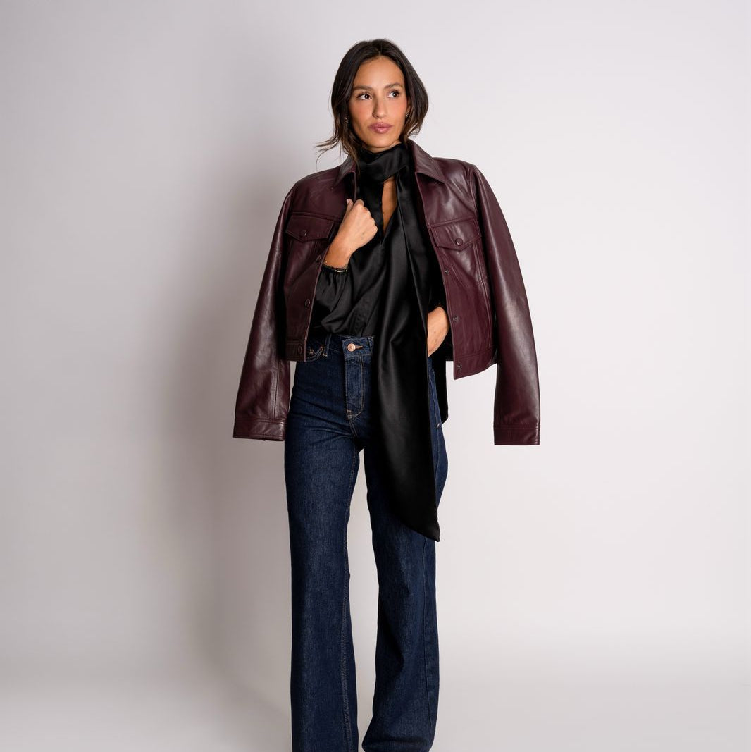 PRE ORDER Chaqueta Cuero Amelia Vino